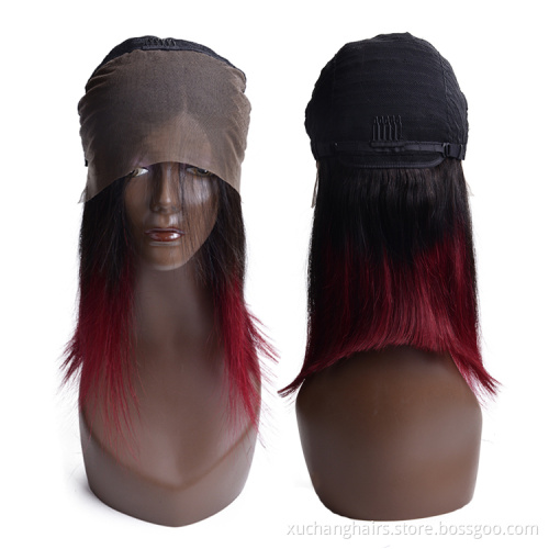 180%density Glueless Peruvian HumanHair DarkRed 99jLaceFront